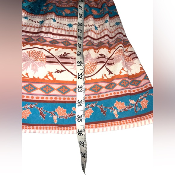 NEW FLYING TOMATO Boho Multicolor Prairie Dress Tie Neck Women’s Size Medium - Picture 9 of 11
